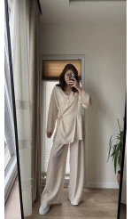 Krinkıl Viskon Kimono Takım Krem (KOD: 51109)