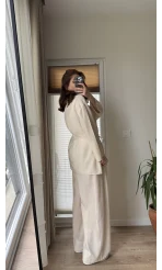 Krinkıl Viskon Kimono Takım Krem (KOD: 51109)