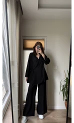 Krinkıl Viskon Kimono Takım Siyah (KOD: 51109)
