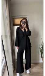 Krinkıl Viskon Kimono Takım Siyah (KOD: 51109)