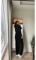 Krinkıl Viskon Kimono Takım Siyah (KOD: 51109)
