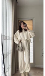 Kuğu Ekru Sweat Takım