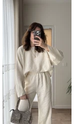 Kuğu Ekru Sweat Takım