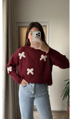 Kurdele Detay Kazak Bordo