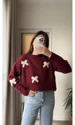 Kurdele Detay Kazak Bordo