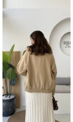 Kürk Yakalı Trençkot - Vizon - Kod: 508232