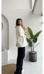 Kuşaklı Süet Trençkot - Kırık Beyaz