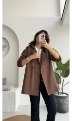 Kuşaklı Süet Trençkot - Kahve