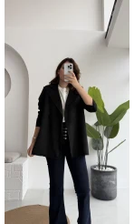 Kuşaklı Süet Trençkot - Siyah