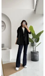 Kuşaklı Süet Trençkot - Siyah