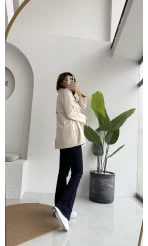 Kuşaklı Süet Trençkot - Taş