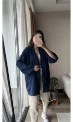 Lacivert Müslin Kumaş Kimono