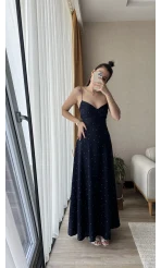 Lacivert Puantiyeli Elbise
