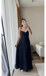 Lacivert Puantiyeli Elbise