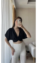 Lady Siyah Sırt Detay Bluz