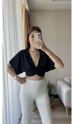 Lady Siyah Sırt Detay Bluz