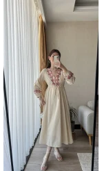 Lale Uzun Krem Elbise