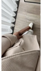 Larisa Büyük Cepli Krem Ceket Kaban