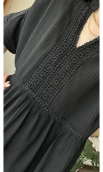 Larisa Siyah Dantelli Elbise