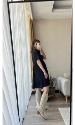 Larisa Siyah Dantelli Elbise
