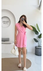 Laura Vatkalı Bürümcük Elbise - Pembe - 6021