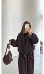 Lauren Kısa Bomber Ceket - Acı Kahve - Kod: 7774