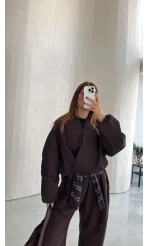 Lauren Kısa Bomber Ceket - Acı Kahve - Kod: 7774