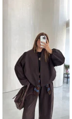 Lauren Kısa Bomber Ceket - Acı Kahve - Kod: 7774