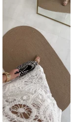 Lavina Dantel Etek Bluz - Kırık Beyaz - 38873