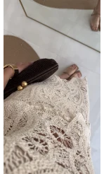 Lavina Dantel Etek Bluz - Natural - 38873