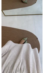 Layla Dantelli Deniz Kabuklu Keten Elbise - 6018