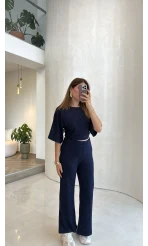 Lena Simli Modal Crop Takım - Lacivert - Kod: 4162