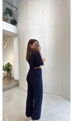 Lena Simli Modal Crop Takım - Lacivert - Kod: 4162