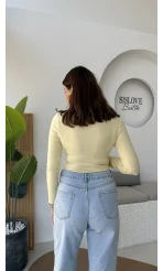 Leona Polo Yaka Uzun Kollu Bluz - Sarı