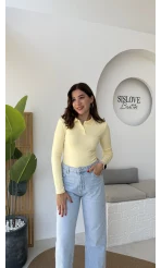 Leona Polo Yaka Uzun Kollu Bluz - Sarı