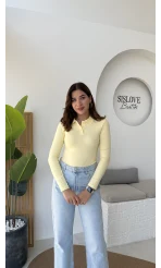 Leona Polo Yaka Uzun Kollu Bluz - Sarı