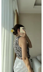 Leoparlı Halter Yaka Body
