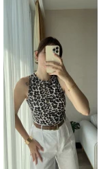 Leoparlı Halter Yaka Body