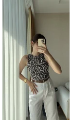 Leoparlı Halter Yaka Body