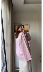 Leyla Poplin Kumaş Pembe Gömlek