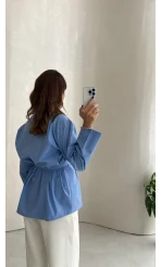 Lily Bağlamalı Gömlek - Mavi - Kod: 5529