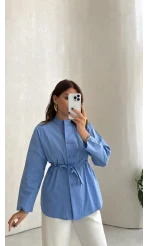 Lily Bağlamalı Gömlek - Mavi - Kod: 5529