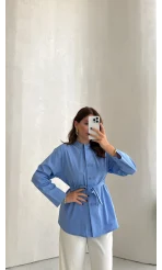 Lily Bağlamalı Gömlek - Mavi - Kod: 5529