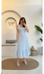 Limo Brode Elbise - Mavi