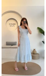 Limo Brode Elbise - Mavi