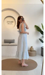 Limo Brode Elbise - Mavi