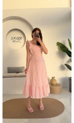 Limo Brode Elbise - Pembe