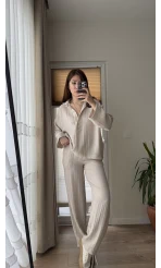 Linda Pantolon Üst Takım Krem