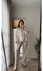 Linda Pantolon Üst Takım Krem