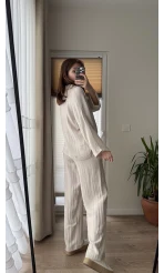 Linda Pantolon Üst Takım Krem